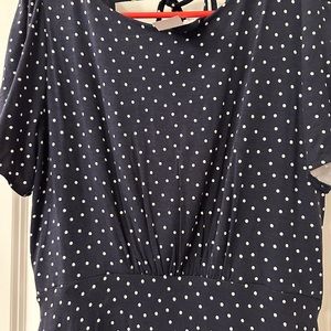 NWT. Loft navy polka dress. Size 8